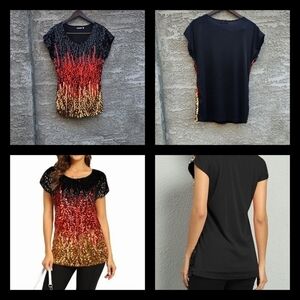 PrettyGuide Sequin Top Shimmer Glitter Loose‎ Bat Sleeve Party Tunic Tops